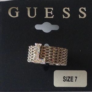 New Guess silver mesh band with L on front